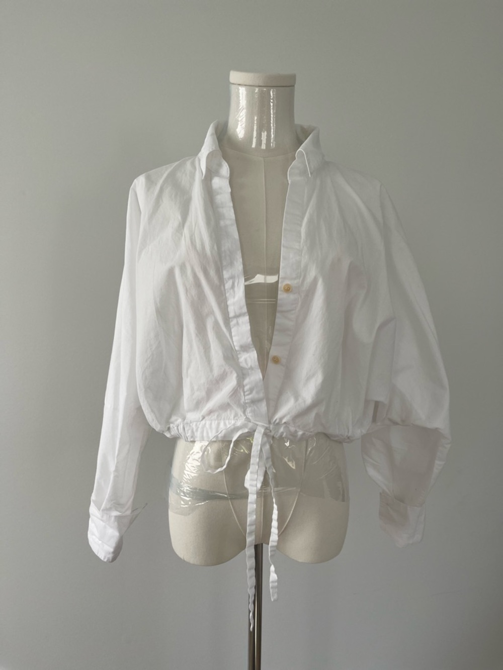 Mara Hoffman White Button-Front Drawstring Shirt